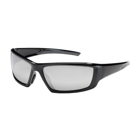 Pip Full Frame Safety Glasses with Black Frame, Silver Mirror Plus Lens and Anti-Scratch / 250-47-0005